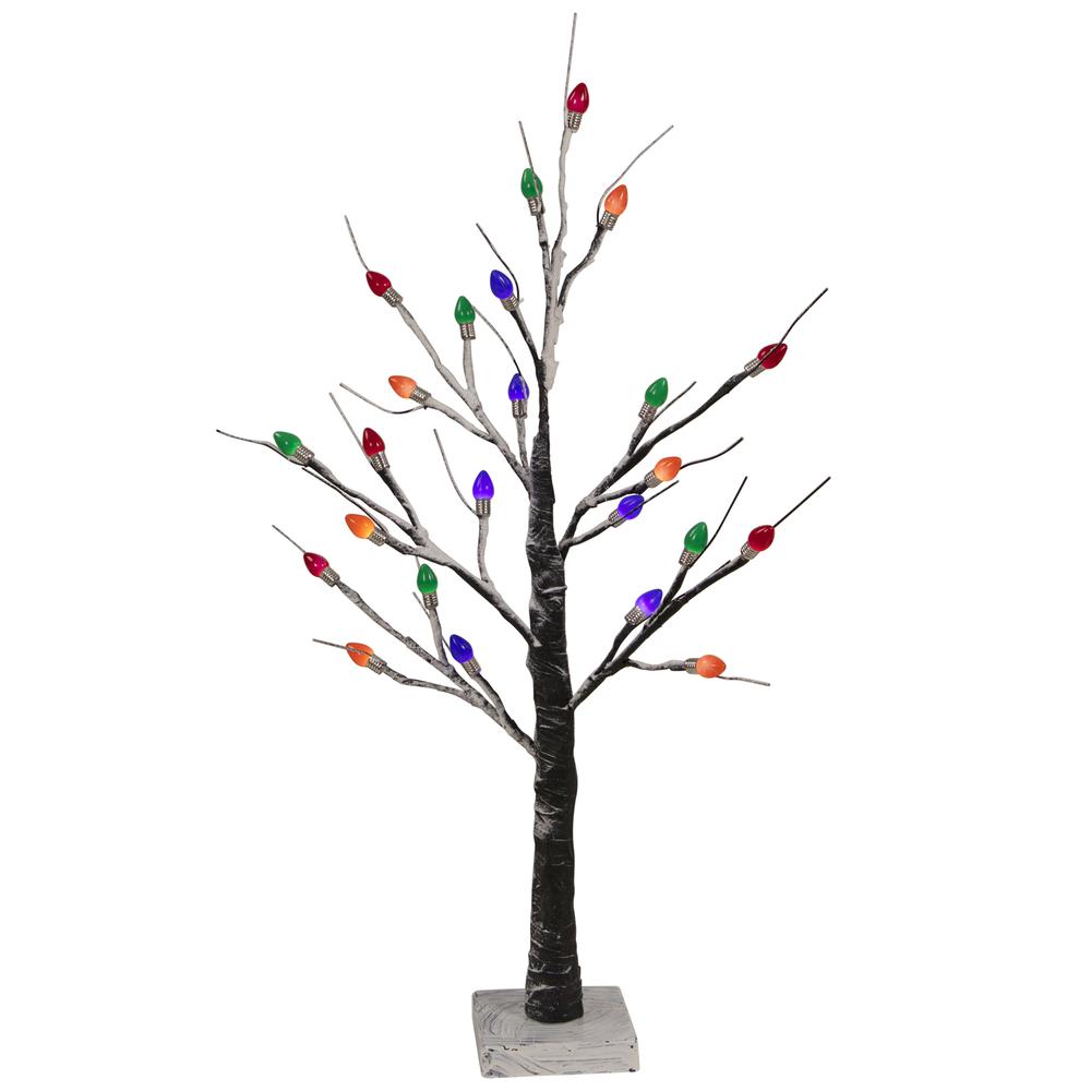 24" LED Lighted Black Frosted Artificial Christmas Tree - Multi-Color lights. Picture 1