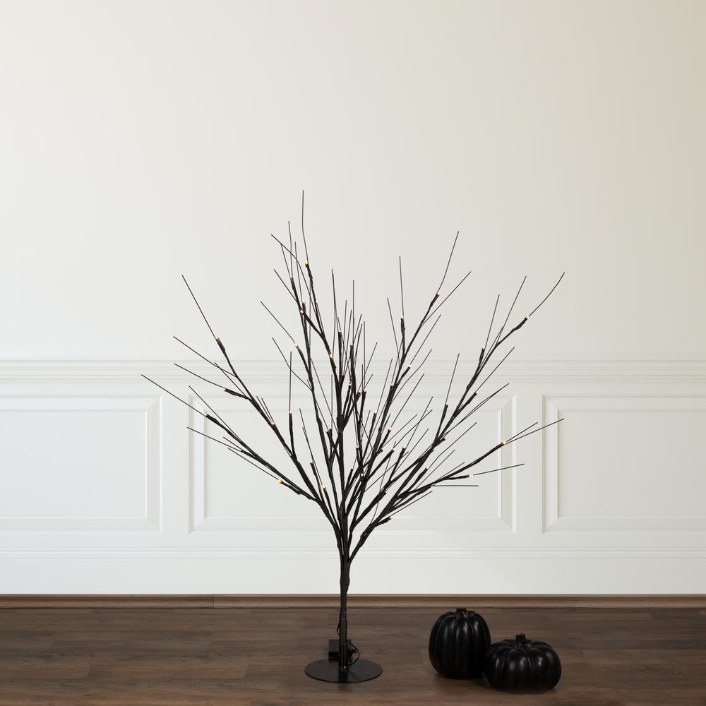 39" LED Lighted Black Halloween Twig Tree - Warm White Lights. Picture 2