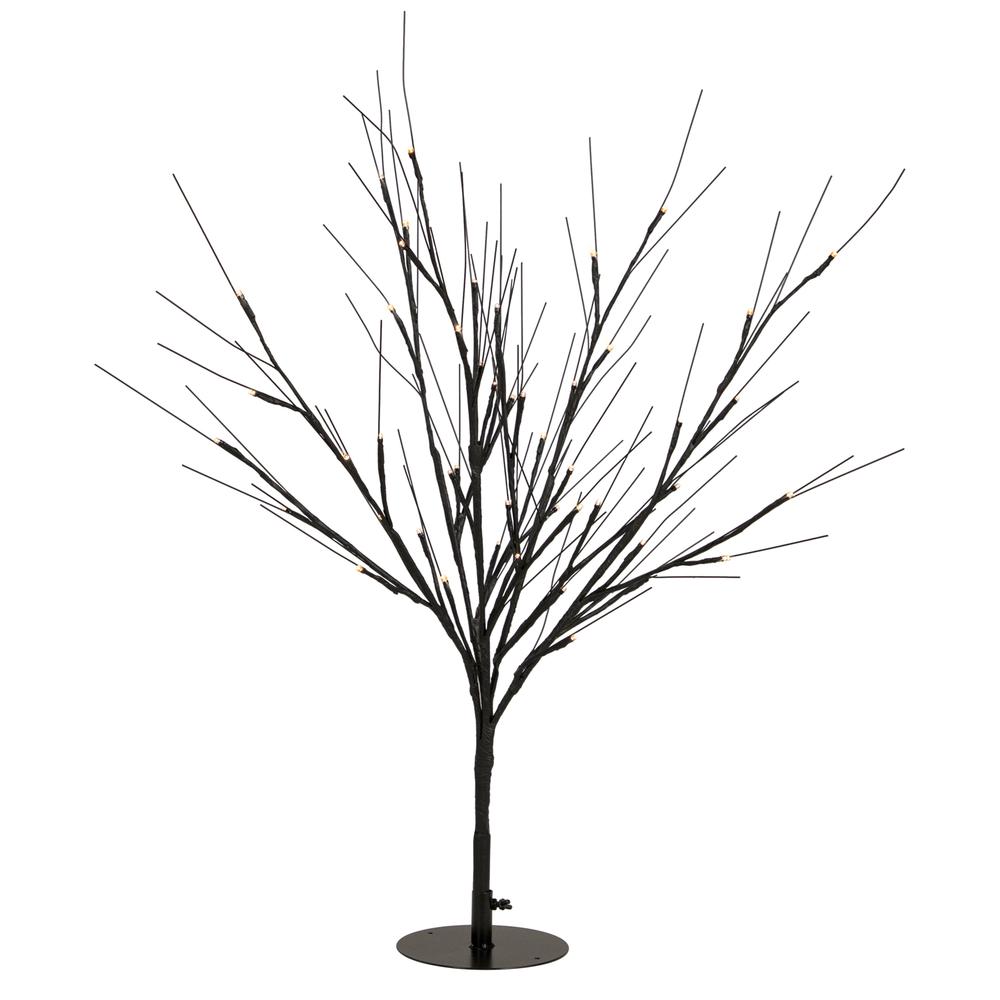 39" LED Lighted Black Halloween Twig Tree - Warm White Lights. Picture 1