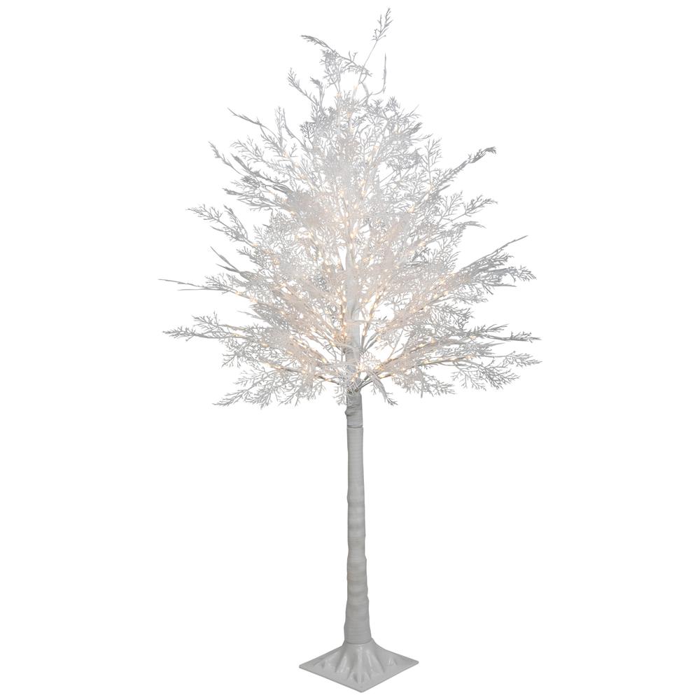 5' LED Lighted White Lace Artificial Christmas Tree - Warm White Lights. Picture 3