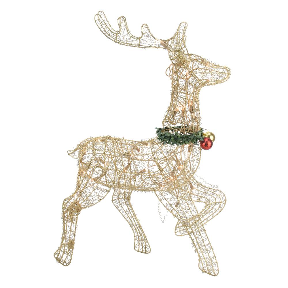 25.5" Gold Lighted Prancing Reindeer Christmas Outdoor Decoration. Picture 2