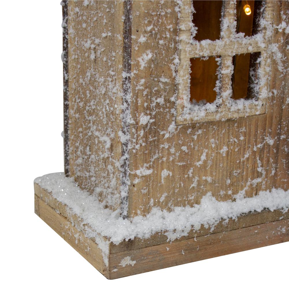 30" Snow-Covered Rustic Wooden House Christmas Tabletop. Picture 4