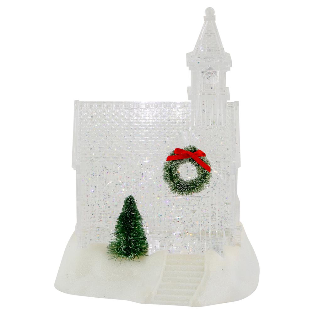 9" LED Lighted Icy Crystal Glitter Snow Globe Christmas House. Picture 1