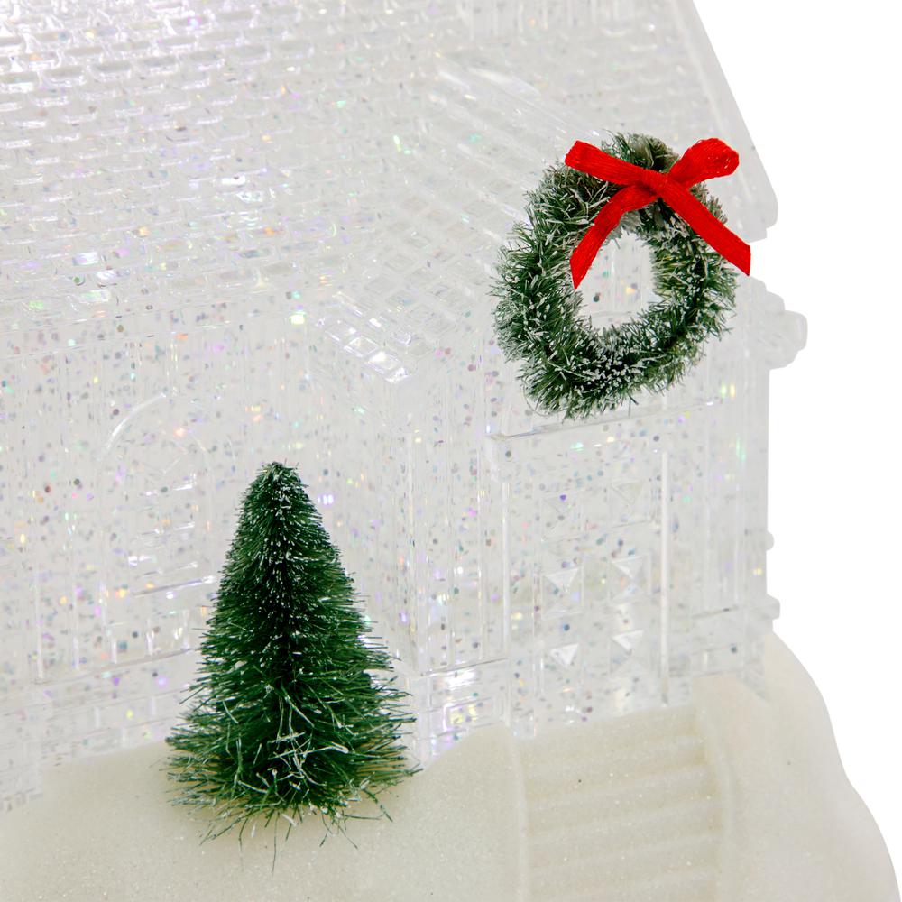 9" LED Lighted Icy Crystal Glitter Snow Globe Christmas House. Picture 4