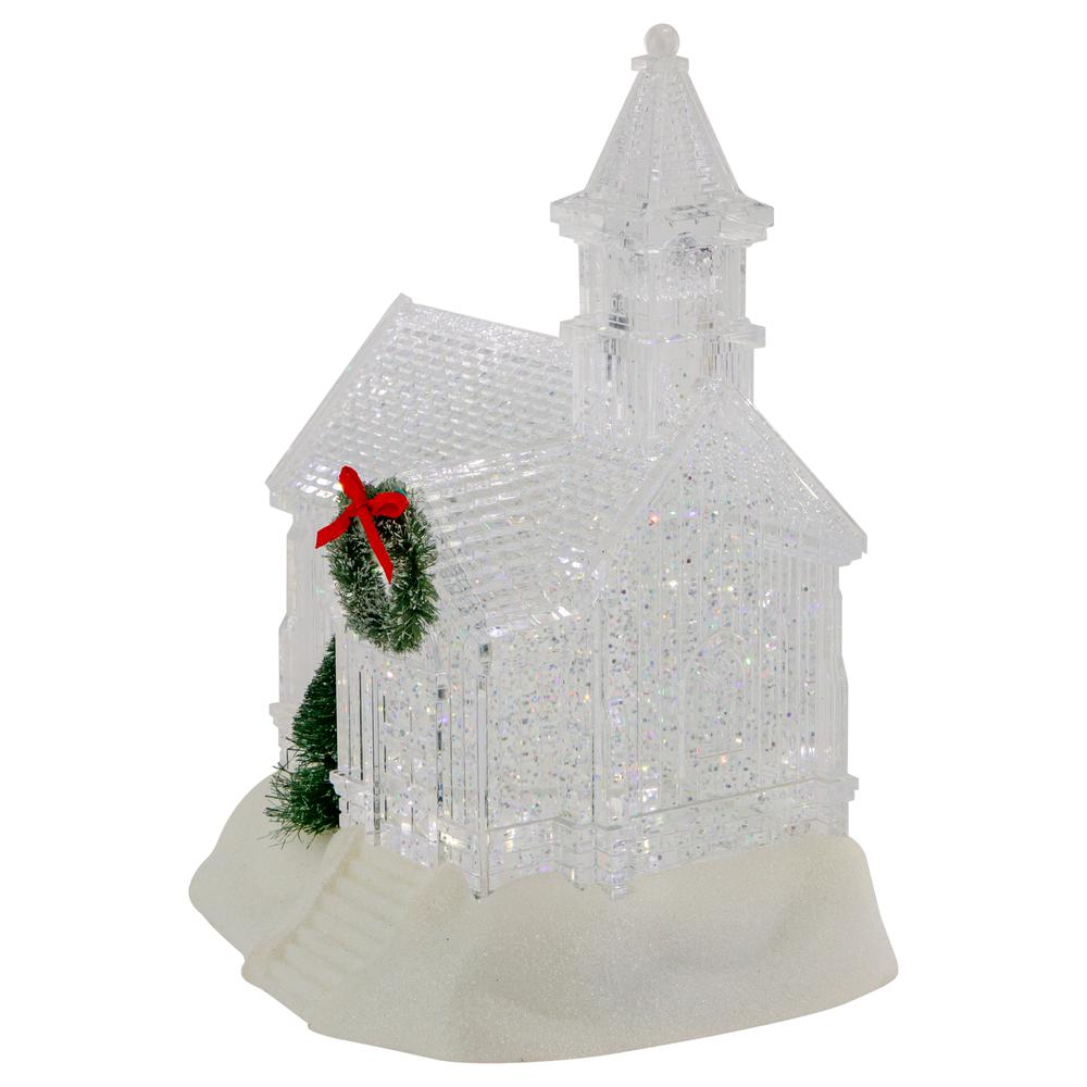9" LED Lighted Icy Crystal Glitter Snow Globe Christmas House. Picture 5