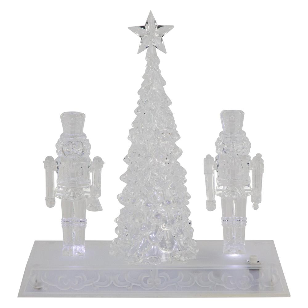 9" LED Lighted Icy Crystal Nutcracker and Christmas Tree Decoration. Picture 1