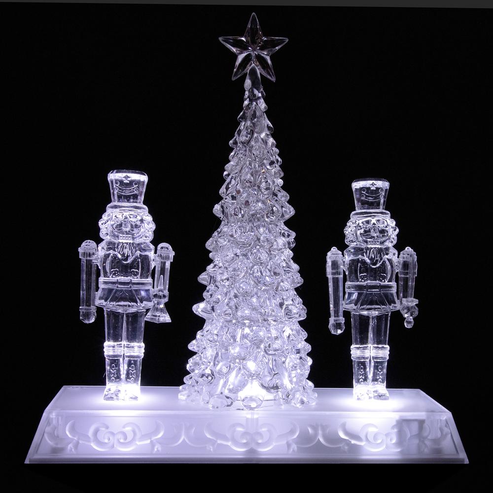 9" LED Lighted Icy Crystal Nutcracker and Christmas Tree Decoration. Picture 3