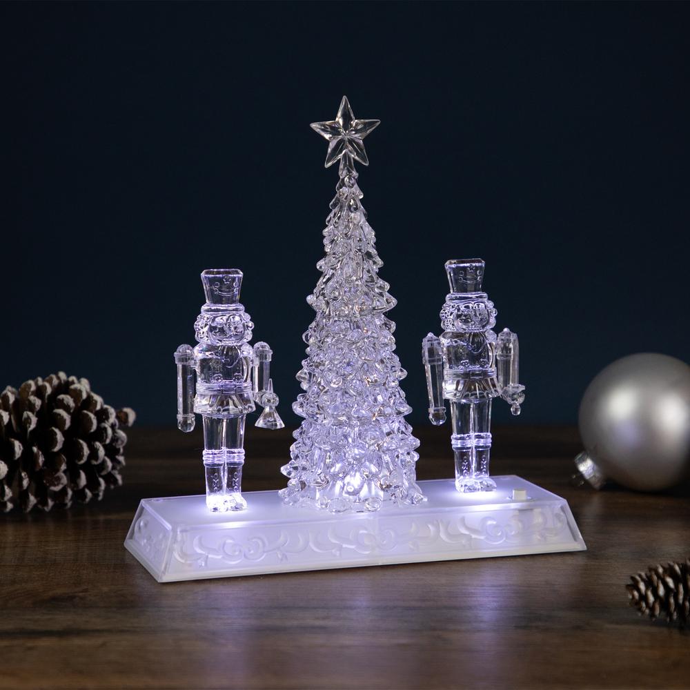 9" LED Lighted Icy Crystal Nutcracker and Christmas Tree Decoration. Picture 2