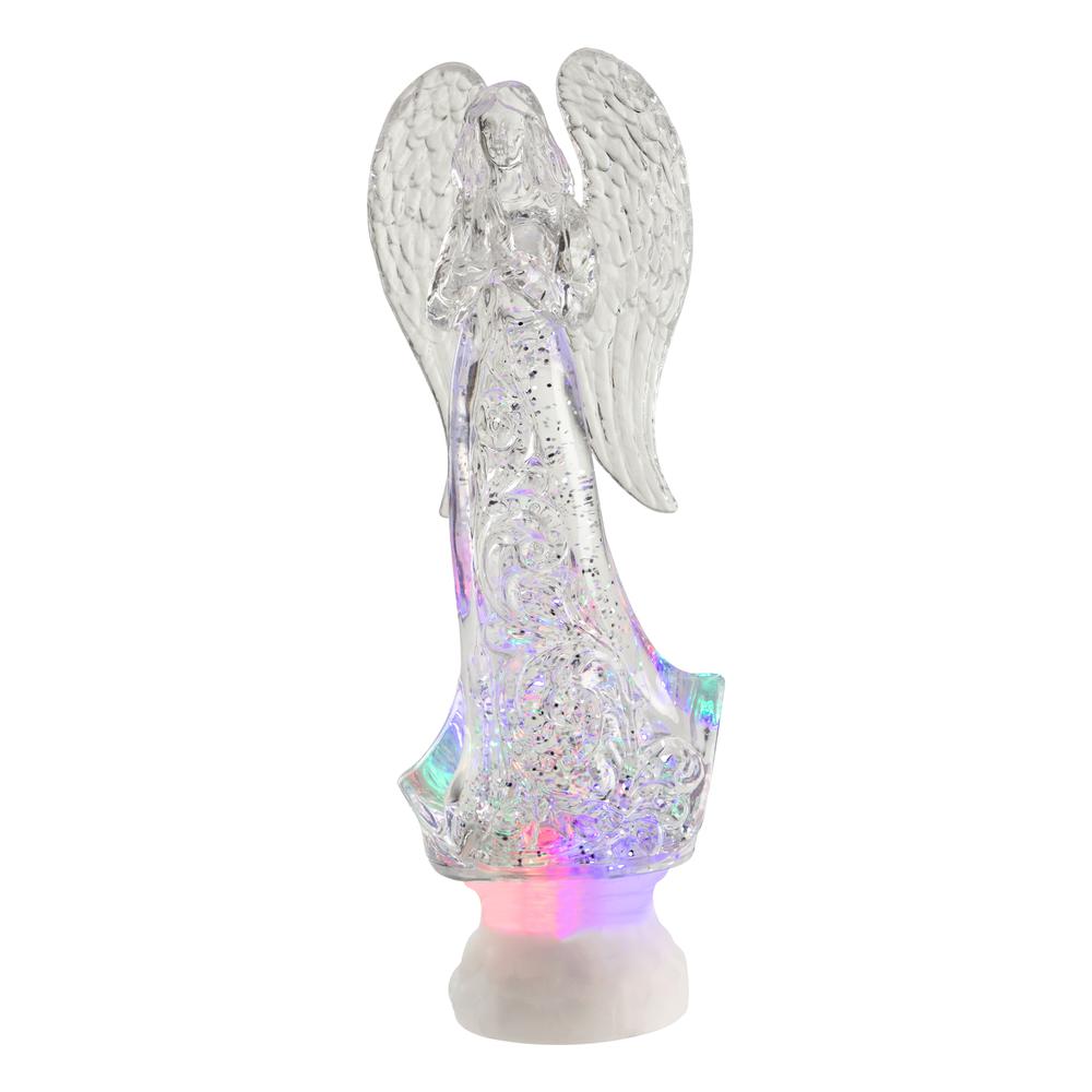 11" LED Lighted Icy Crystal Glitter Snow Globe Angel Christmas Figure. Picture 1