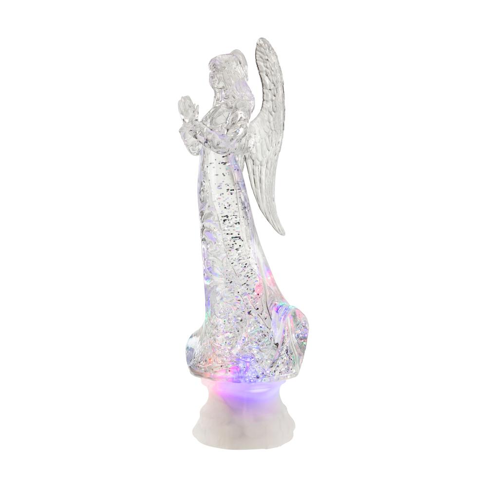 11" LED Lighted Icy Crystal Glitter Snow Globe Angel Christmas Figure. Picture 5