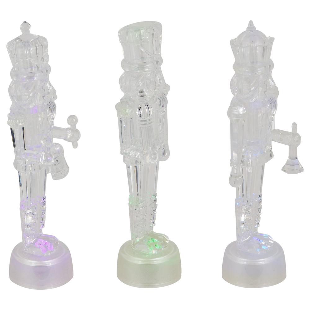 Set of 3 LED Lighted Icy Crystal Nutcracker Christmas Figurines 7.5". Picture 3