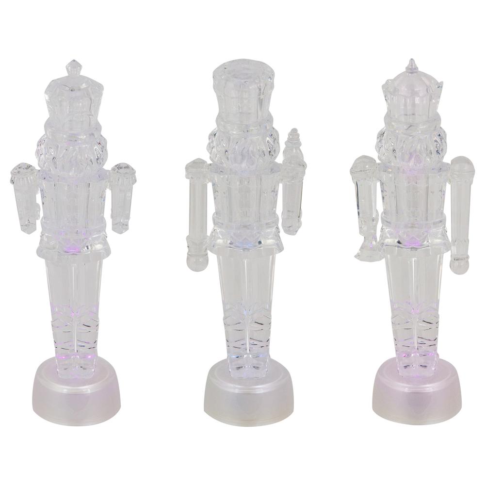 Set of 3 LED Lighted Icy Crystal Nutcracker Christmas Figurines 7.5". Picture 4