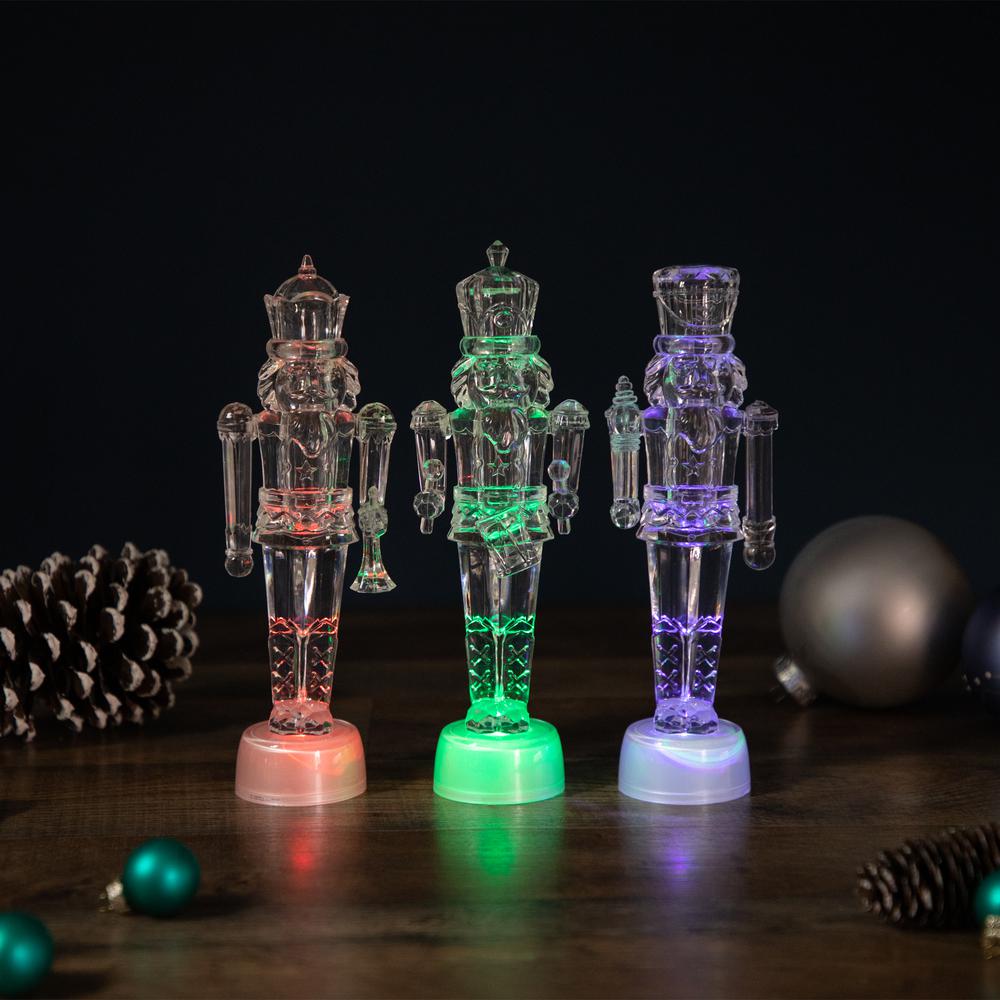Set of 3 LED Lighted Icy Crystal Nutcracker Christmas Figurines 7.5". Picture 2