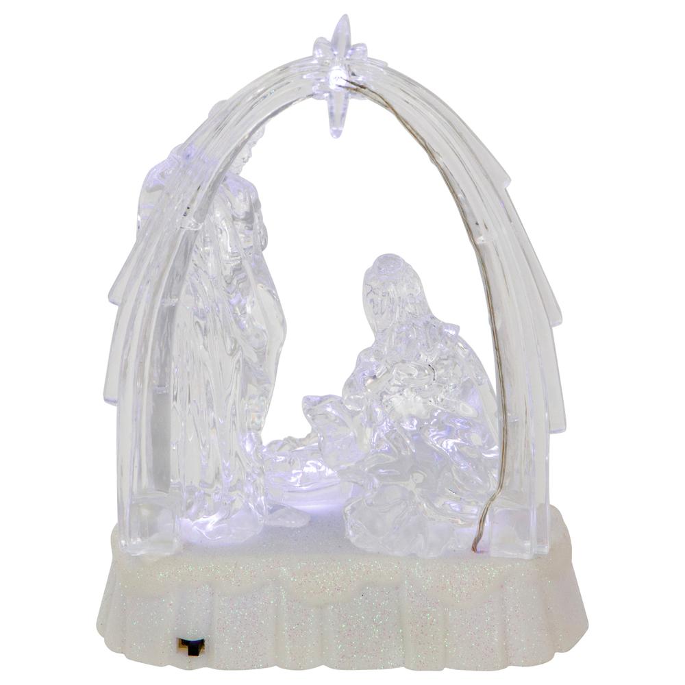 7" LED Lighted Musical Icy Crystal Nativity Scene Christmas Decoration. Picture 6
