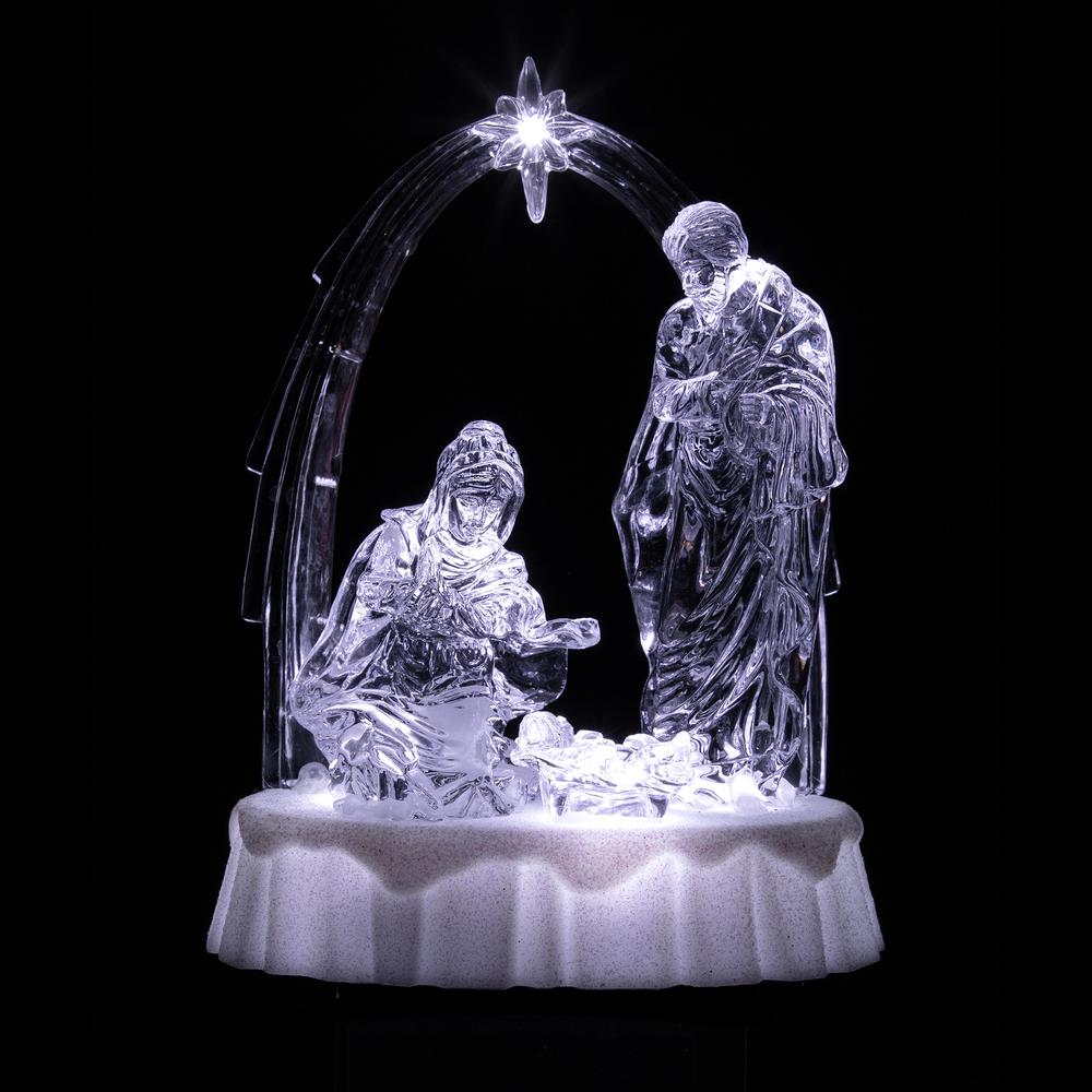 7" LED Lighted Musical Icy Crystal Nativity Scene Christmas Decoration. Picture 3