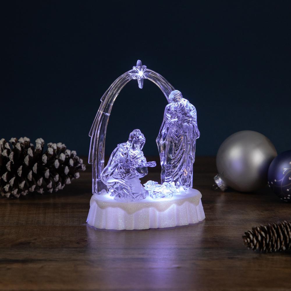 7" LED Lighted Musical Icy Crystal Nativity Scene Christmas Decoration. Picture 2