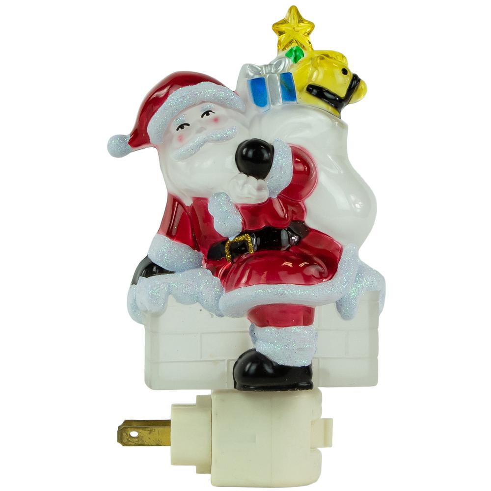 6.25" Santa in Chimney Frosted Christmas Night Light. Picture 3