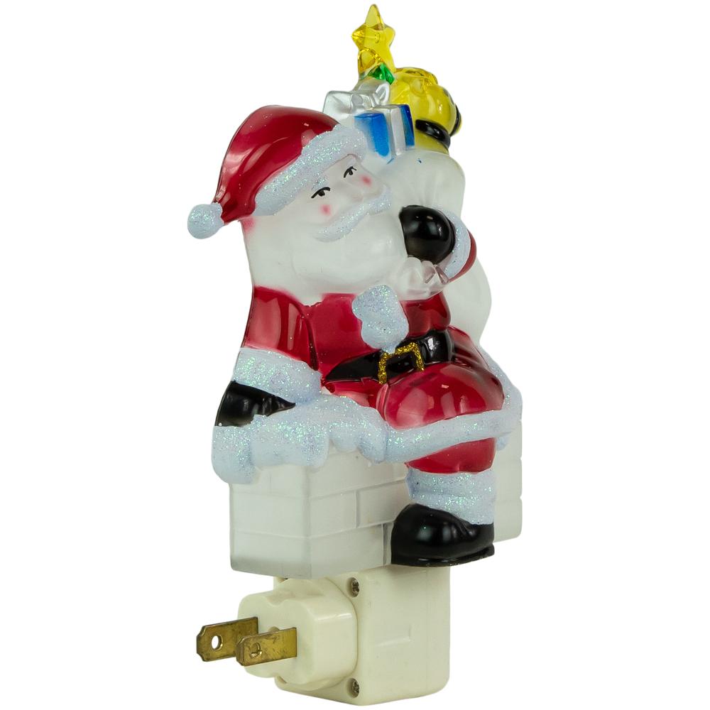 6.25" Santa in Chimney Frosted Christmas Night Light. Picture 4