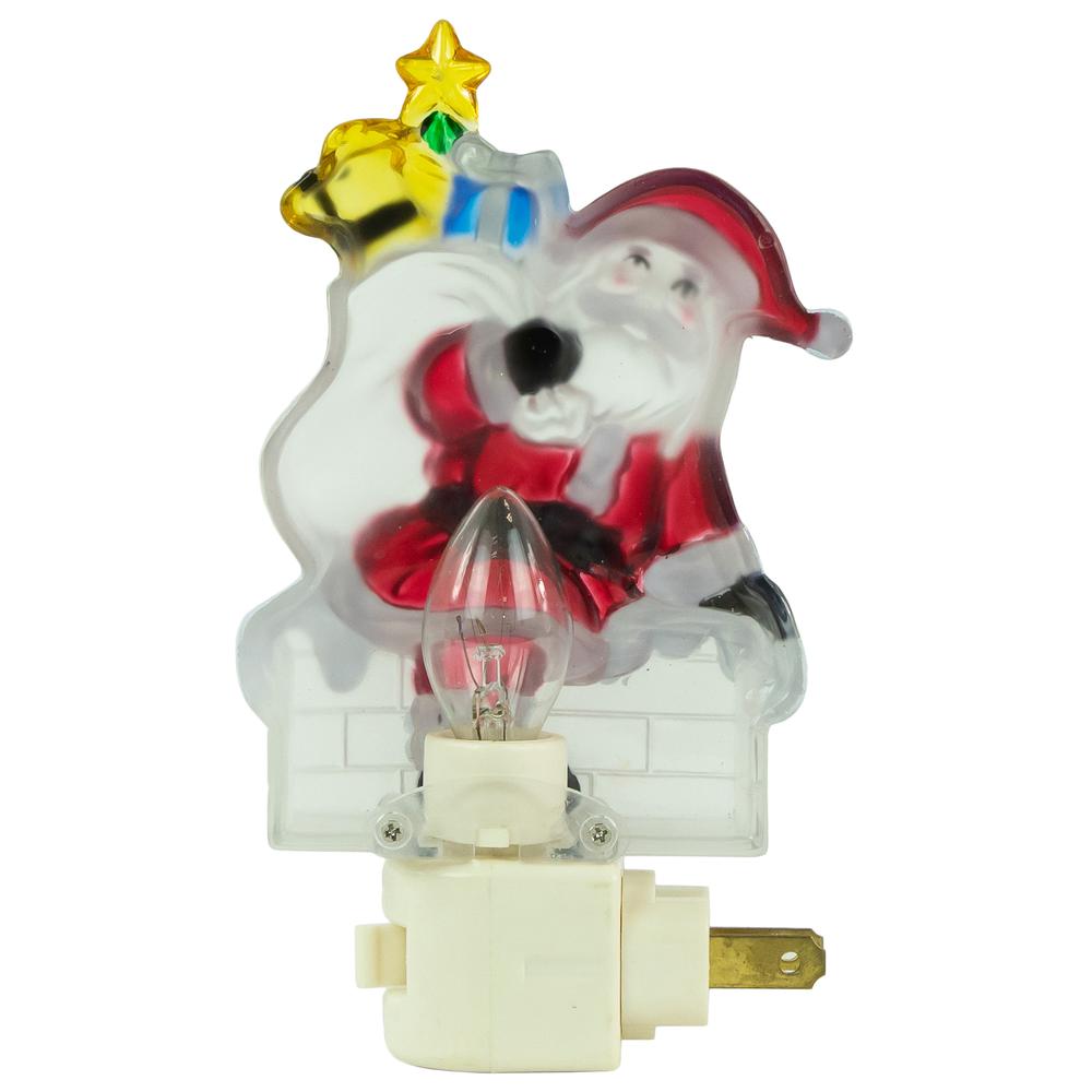 6.25" Santa in Chimney Frosted Christmas Night Light. Picture 7