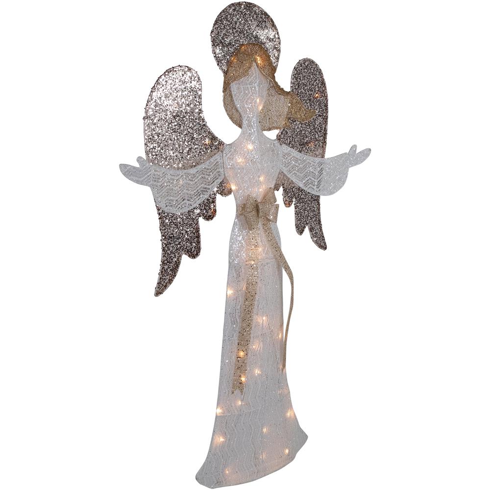 49.25" LED Lighted White and Gold Angel Christmas Decoration. Picture 4