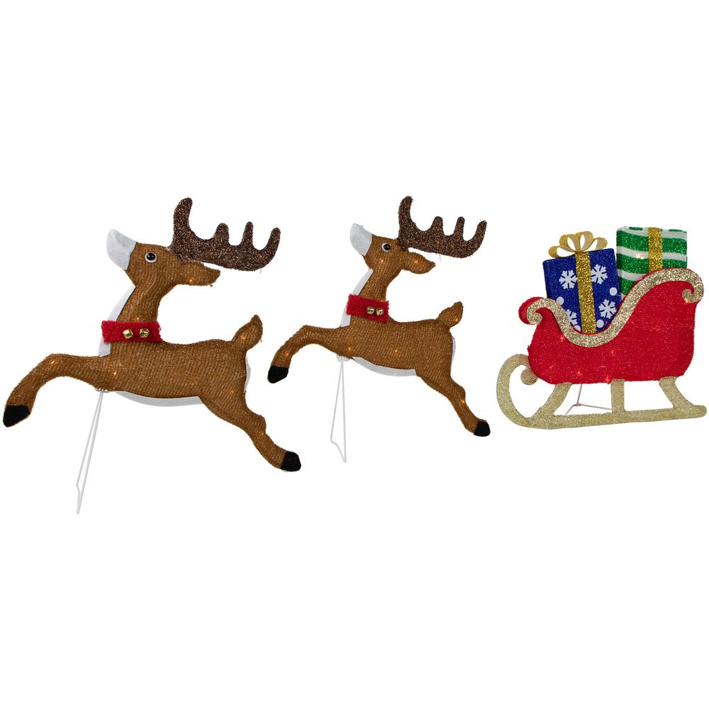 59" Lighted Reindeer with Sleigh Christmas Decoration. Picture 2