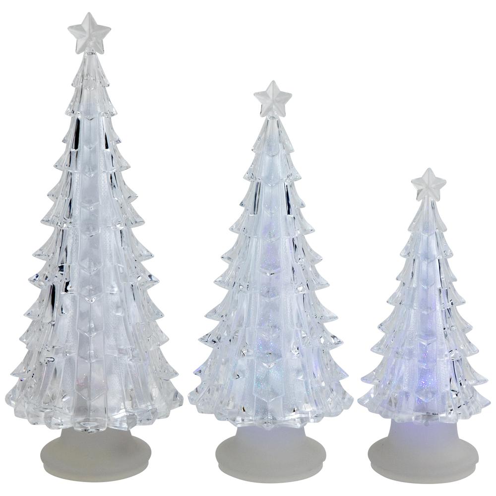 Set of 3 LED Lighted Color Changing Christmas Tree Tabletop Decorations. Picture 1