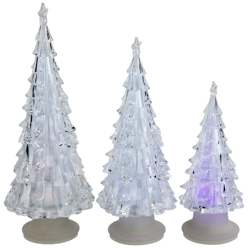 Set of 3 LED Lighted Color Changing Christmas Tree Tabletop Decorations. Picture 3