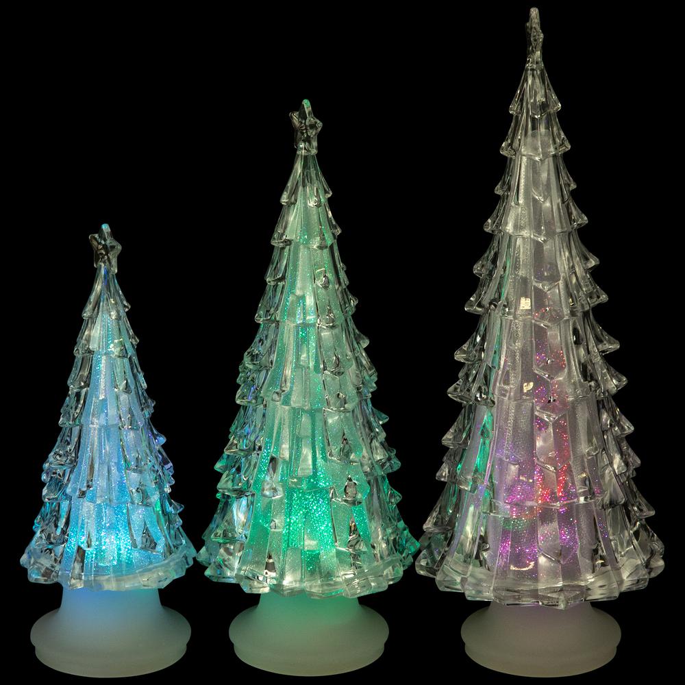 Set of 3 LED Lighted Color Changing Christmas Tree Tabletop Decorations. Picture 4