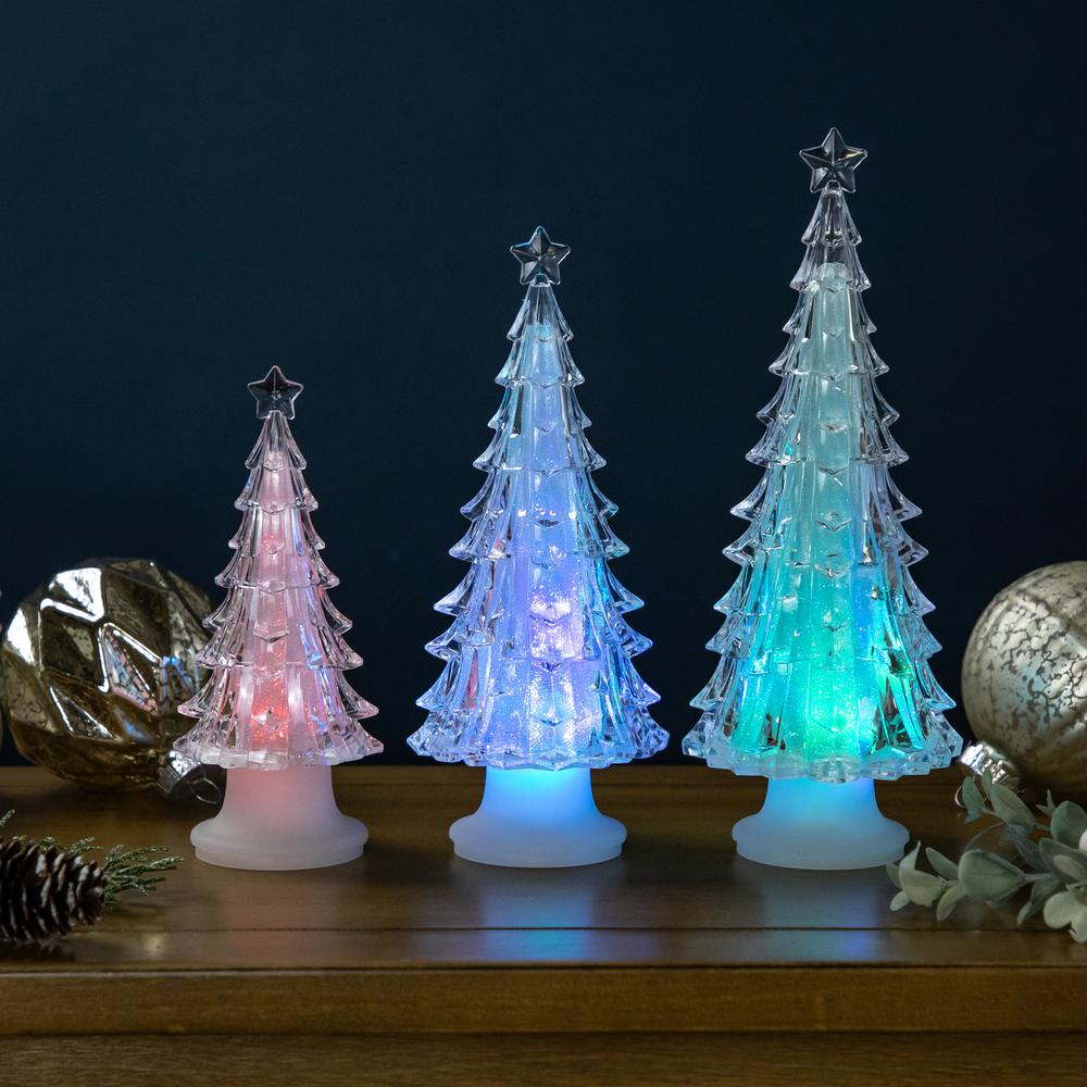 Set of 3 LED Lighted Color Changing Christmas Tree Tabletop Decorations. Picture 2
