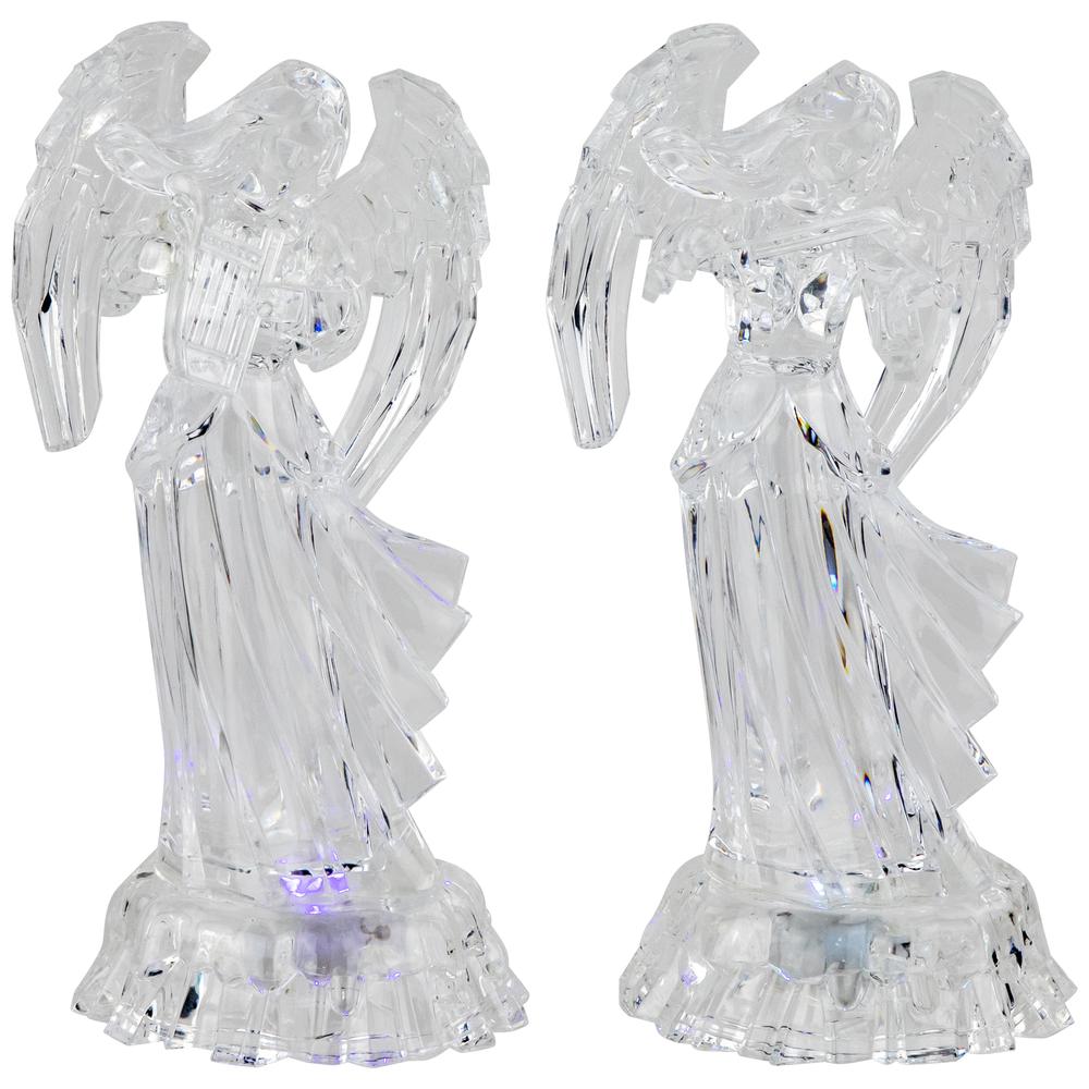 Set of 2 LED Lighted Color Changing Angel Christmas Decorations 9". Picture 1