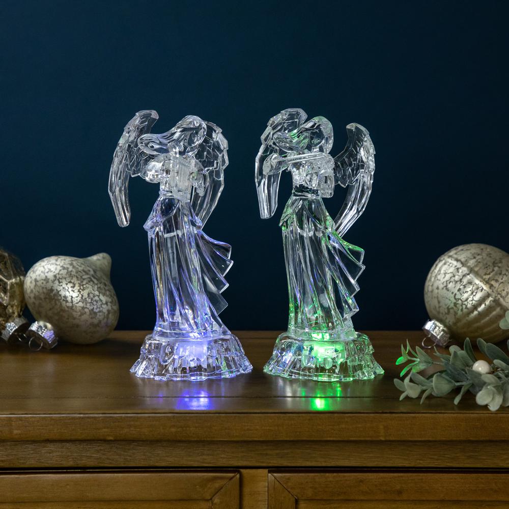 Set of 2 LED Lighted Color Changing Angel Christmas Decorations 9". Picture 2