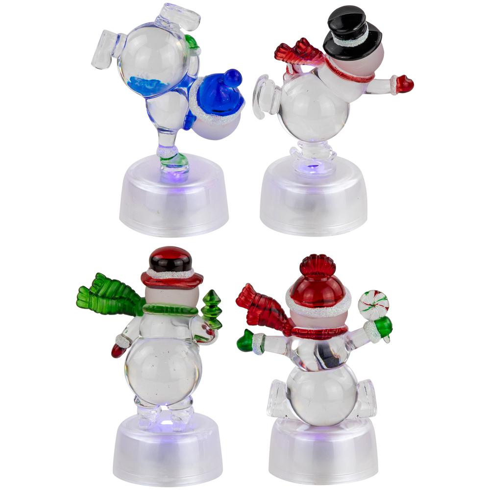 Set of 4 LED Lighted Color Changing Snowmen Christmas Decorations 4.25". Picture 4