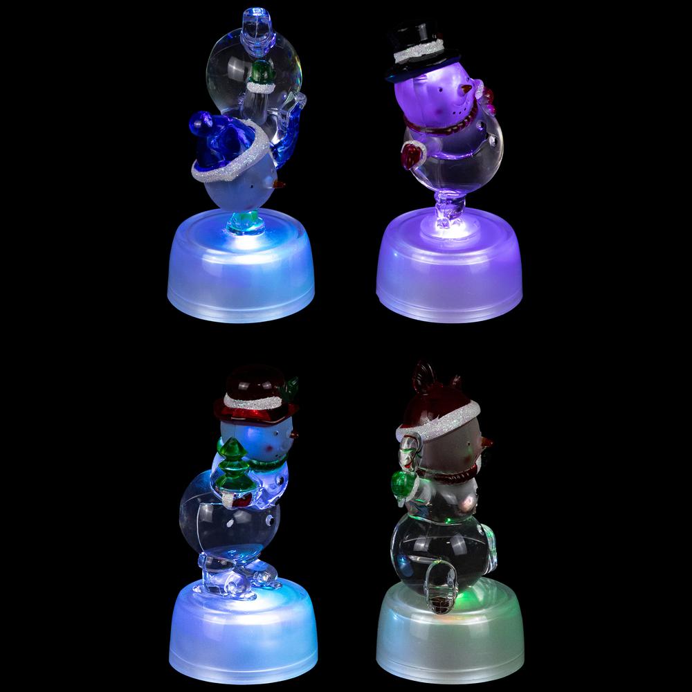 Set of 4 LED Lighted Color Changing Snowmen Christmas Decorations 4.25". Picture 7