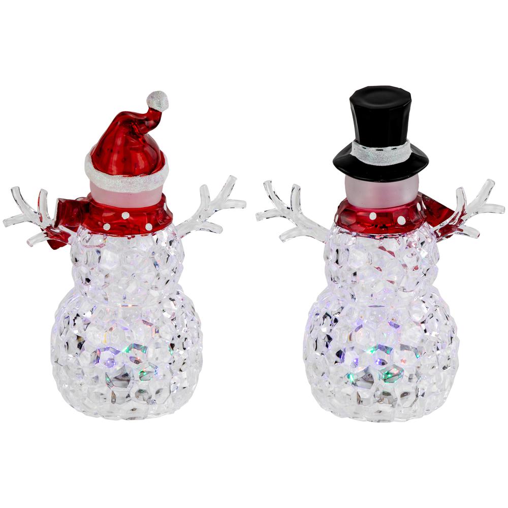 Set of 2 LED Multi-Color Lighted Acrylic Snowmen Christmas Decorations 9". Picture 4