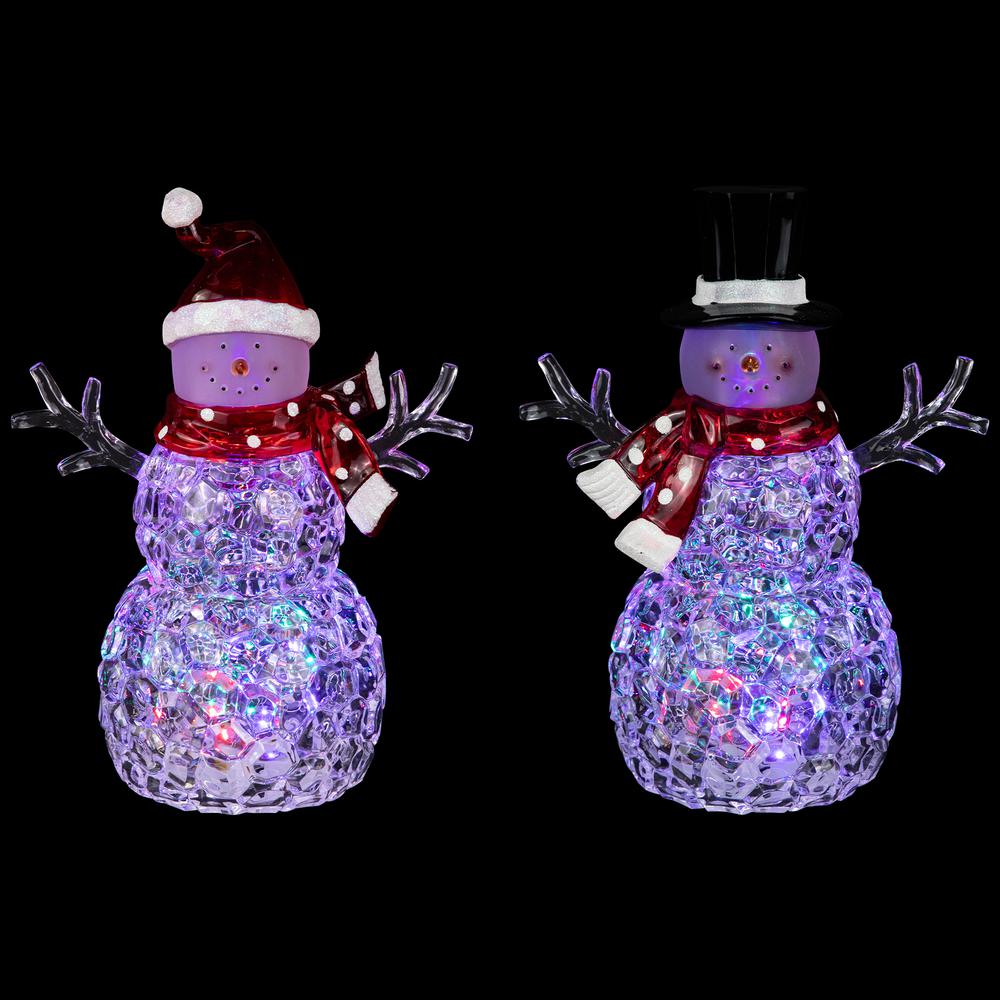 Set of 2 LED Multi-Color Lighted Acrylic Snowmen Christmas Decorations 9". Picture 7