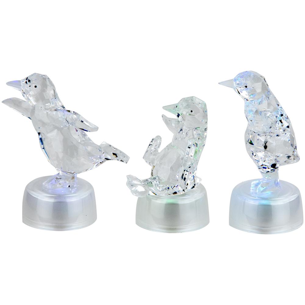 Set of 3 Pre-lit Color Changing Penguin Tabletop Christmas Figurines 4". Picture 3