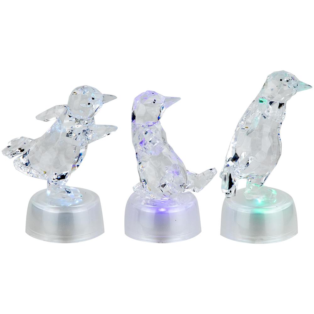 Set of 3 Pre-lit Color Changing Penguin Tabletop Christmas Figurines 4". Picture 4