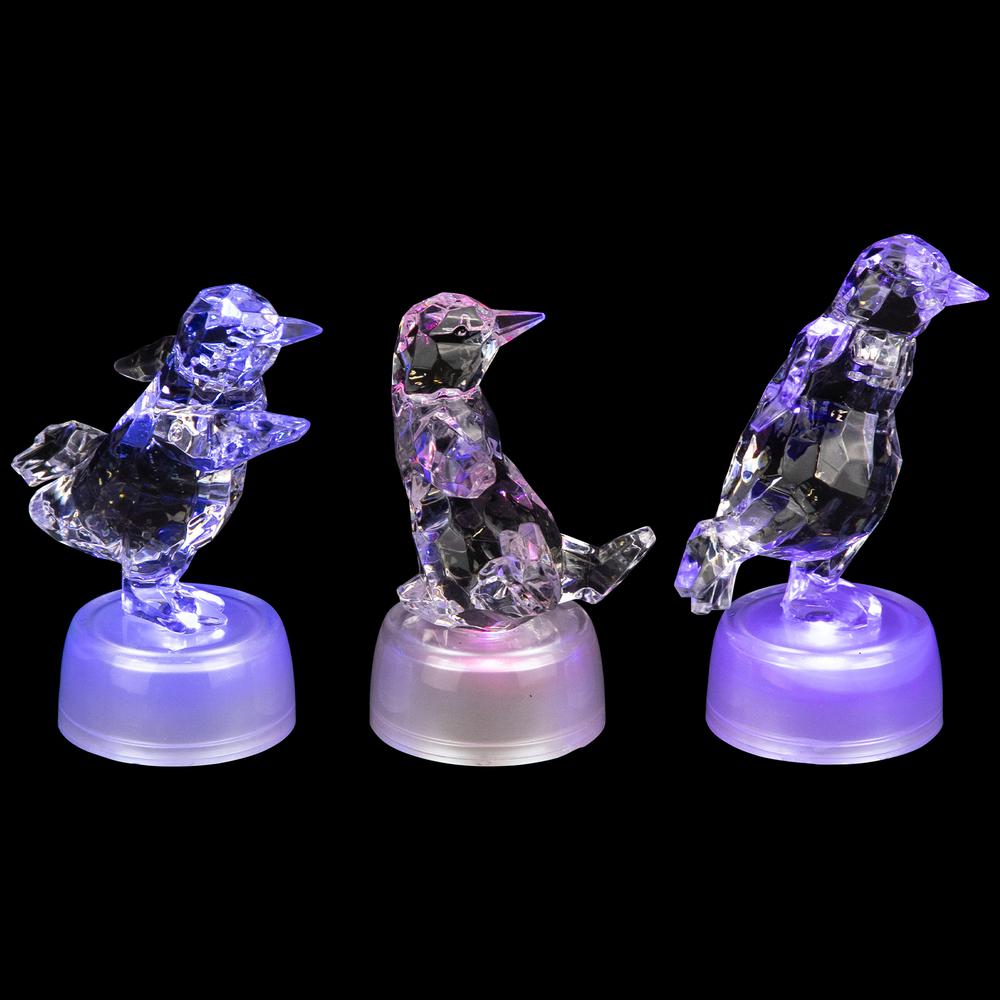 Set of 3 Pre-lit Color Changing Penguin Tabletop Christmas Figurines 4". Picture 7