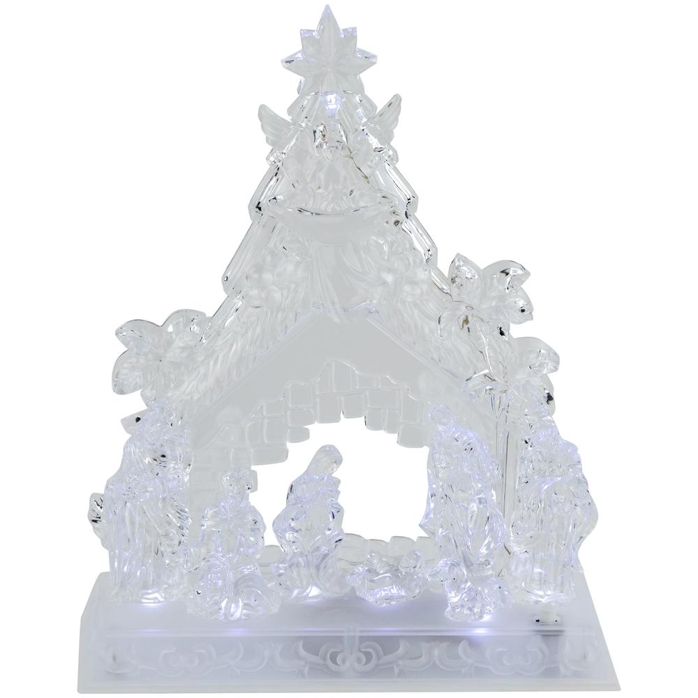 12" LED Lighted Nativity Scene in Stable Acrylic Christmas Decoration. Picture 1