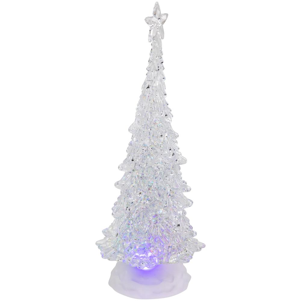 12" LED Multi-Color Lighted Acrylic Christmas Tree Snow Globe. Picture 7