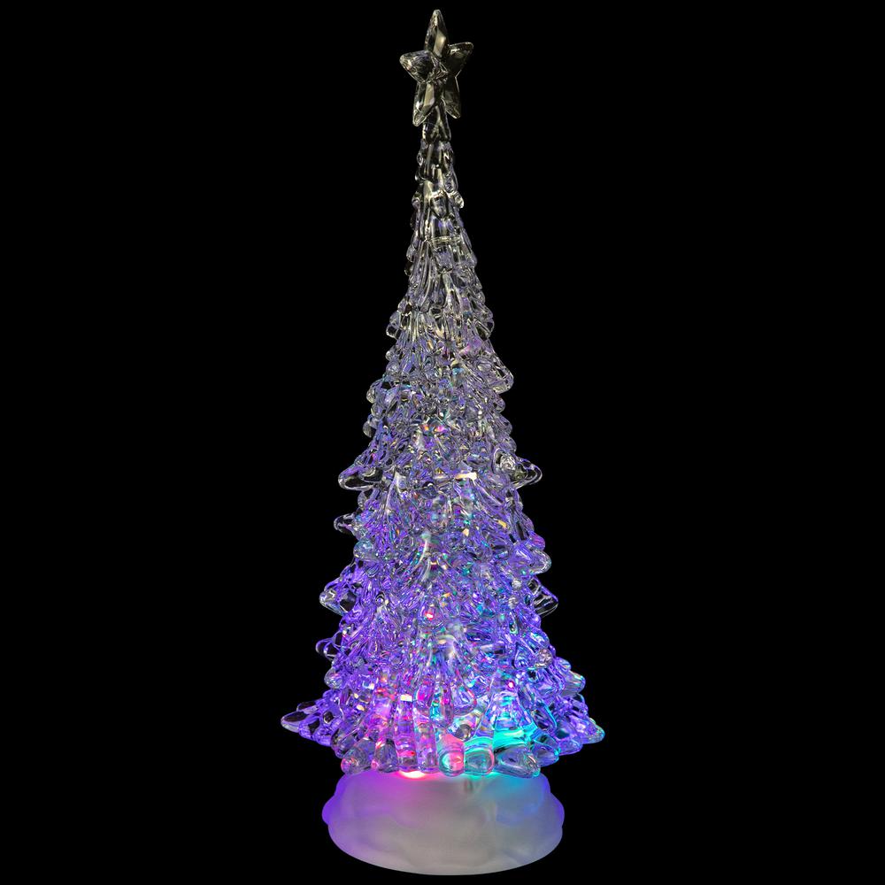 12" LED Multi-Color Lighted Acrylic Christmas Tree Snow Globe. Picture 4