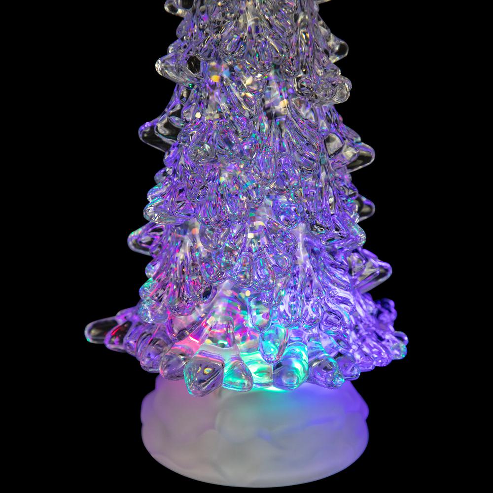 12" LED Multi-Color Lighted Acrylic Christmas Tree Snow Globe. Picture 3