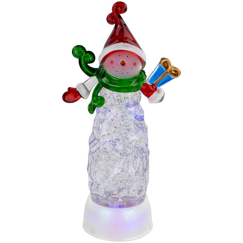 11.5" Pre-lit Snowman Swirling Glitter Christmas Snow Globe. Picture 1