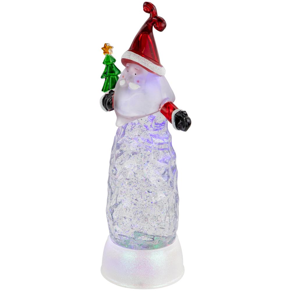 12" Pre-lit Swirling Glitter Santa Christmas Snow Globe. Picture 7