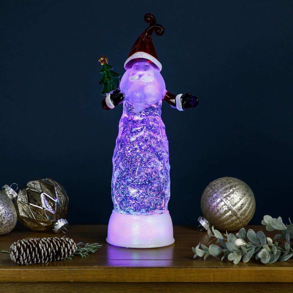 12" Pre-lit Swirling Glitter Santa Christmas Snow Globe. Picture 2