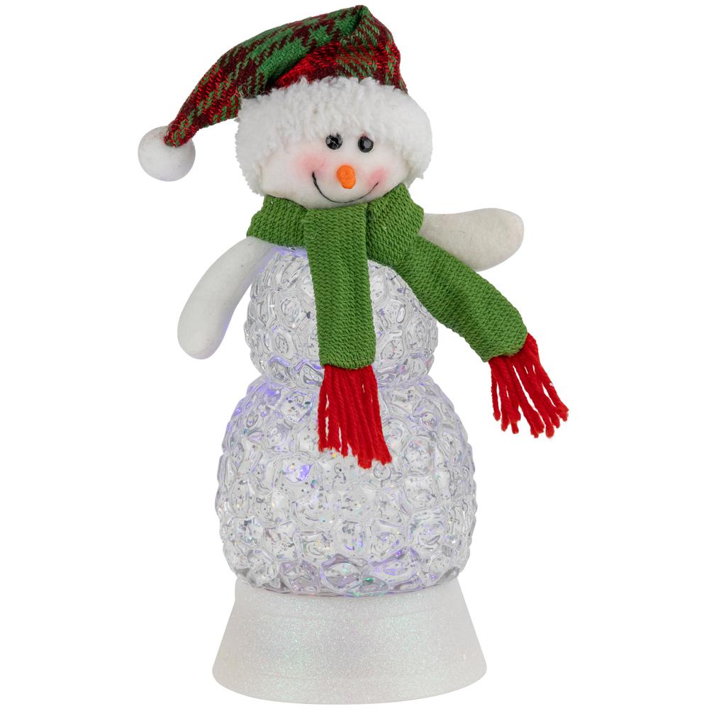 11" LED Multi-Color Lighted Acrylic Snowman Christmas Snow Globe. Picture 1