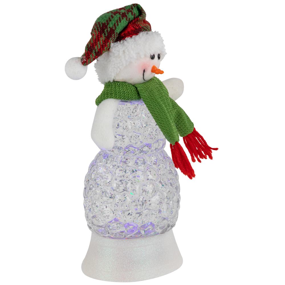 11" LED Multi-Color Lighted Acrylic Snowman Christmas Snow Globe. Picture 3