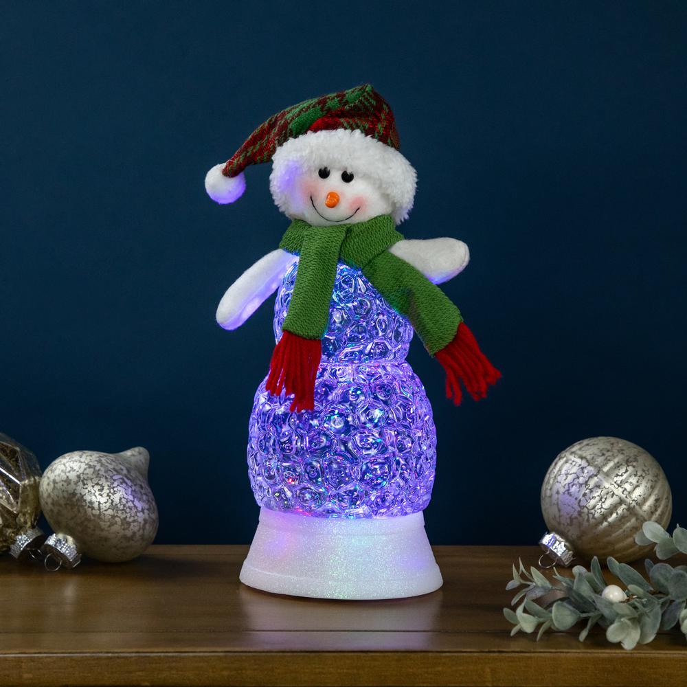 11" LED Multi-Color Lighted Acrylic Snowman Christmas Snow Globe. Picture 2