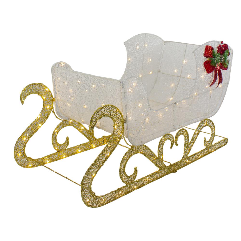 48" LED Lighted Glitter Reindeer with Sleigh Outdoor Christmas Decoration. Picture 5