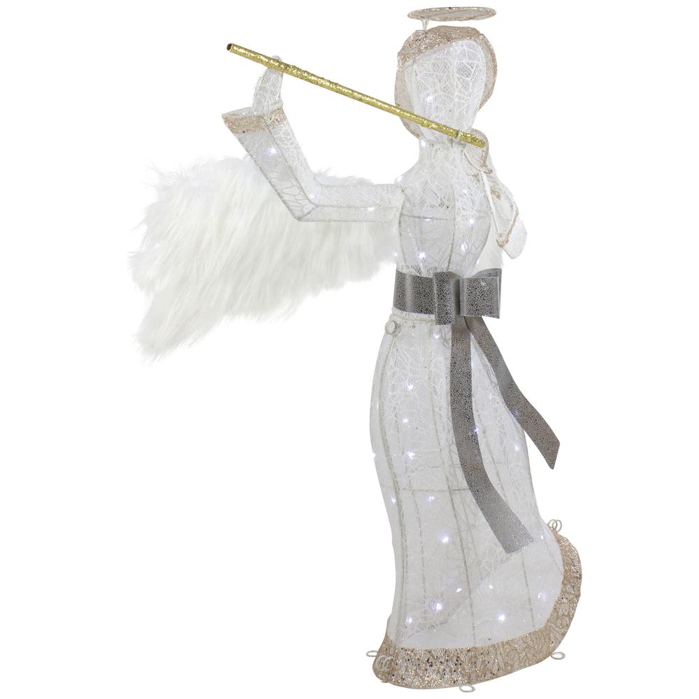 36" LED Lighted Lace Angel with Flute Outdoor Christmas Decoration. Picture 5